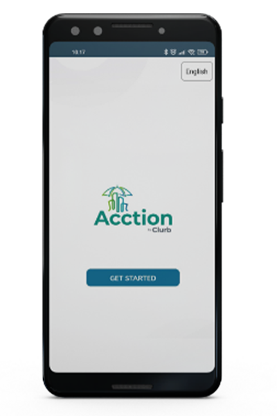 smartphone on the ACCTION Disaster Risk Management Made Simple app intial page