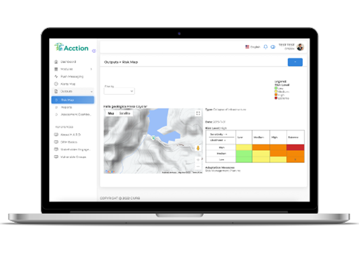 notebook on the ACCTION Disaster Risk Management Made Simple software dashboard