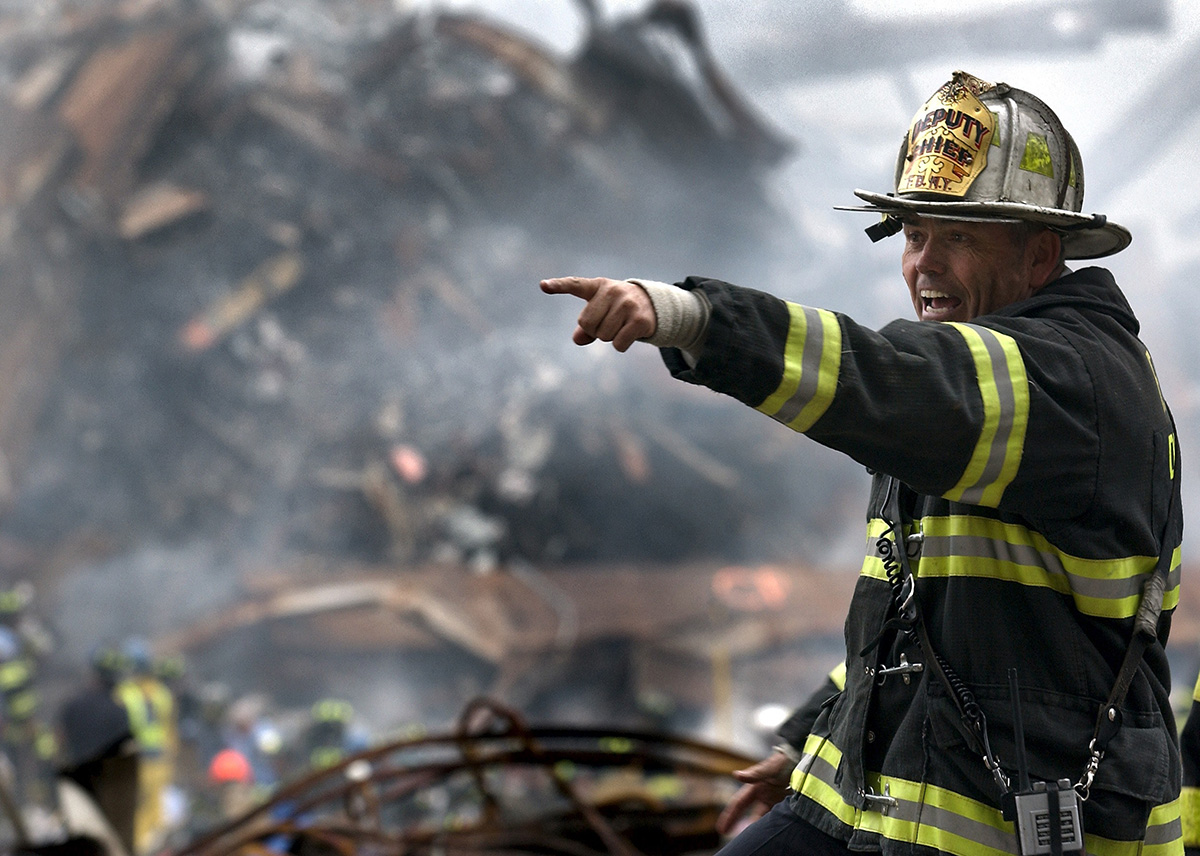 fireman in a disaster response action