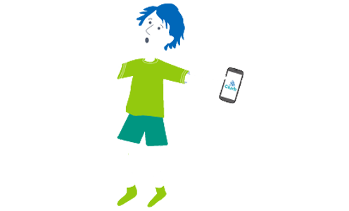 illustration of a person shouting holding a smartphone on the Clurb app