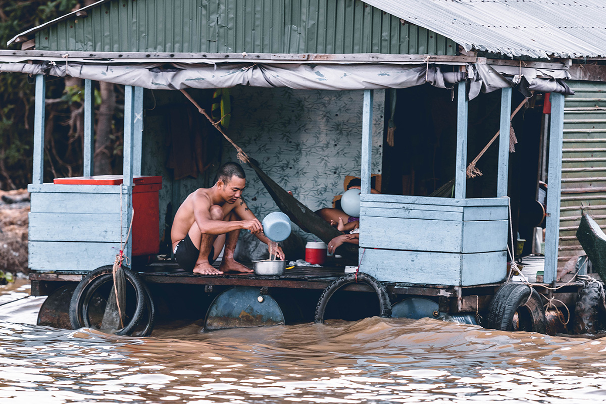 people suffering from a flood disaster
